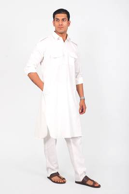 pathani white color kurta with trouser pant 1