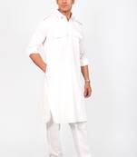 pathani white color kurta with trouser pant