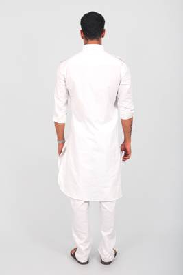 pathani white color kurta with trouser pant 3