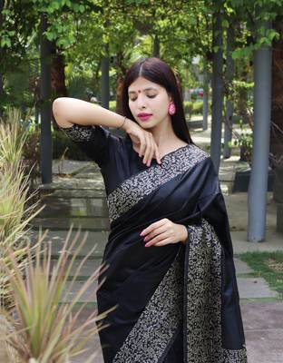 Black silk blend Blend Saree Festive Wear 2