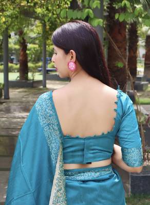 Sky silk blend Blend Saree Festive Wear 4