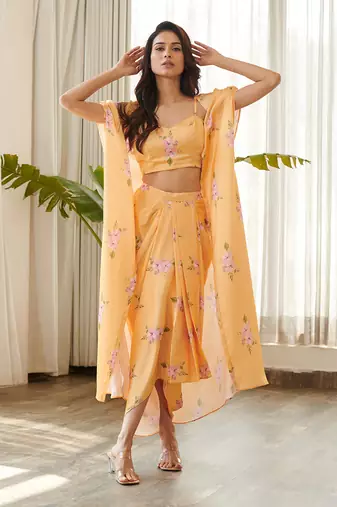 Yellow satin co-ords set