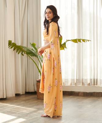 Yellow satin co-ords set 3