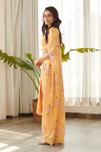 Yellow satin co-ords set