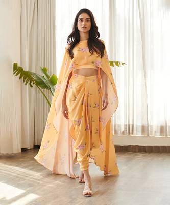 Yellow satin co-ords set 1