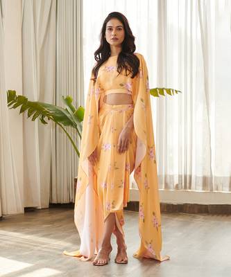 Yellow satin co-ords set 2