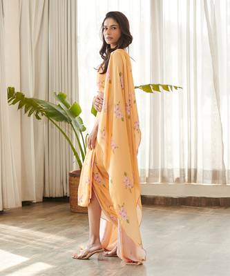 Yellow satin co-ords set 4