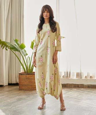 Green cotton rayon jumpsuit 1