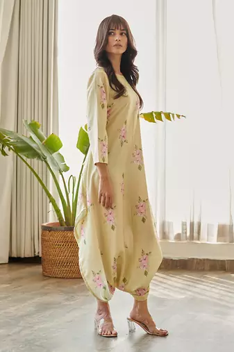 Green cotton rayon jumpsuit