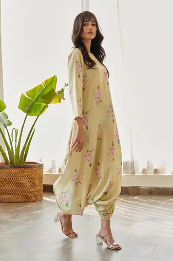 Green cotton rayon jumpsuit