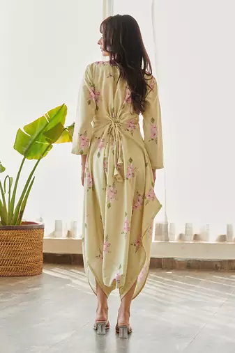 Green cotton rayon jumpsuit