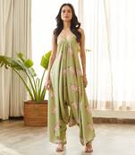 Green cotton rayon jumpsuit