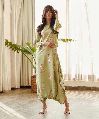 Green cotton rayon jumpsuit 2