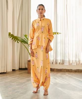 Yellow cotton rayon jumpsuit 1