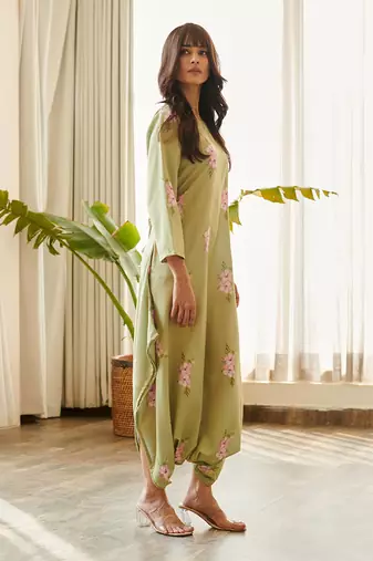 Green cotton rayon jumpsuit