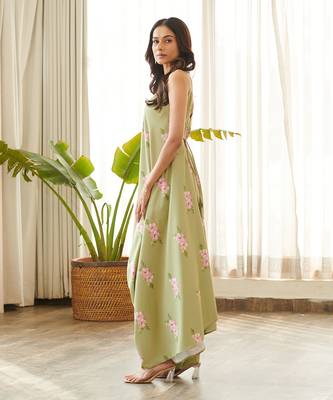 Green cotton rayon jumpsuit 4
