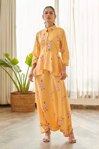 Yellow cotton rayon jumpsuit