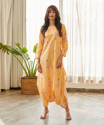 Yellow cotton rayon jumpsuit 1