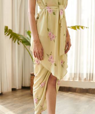 Green satin dress 2
