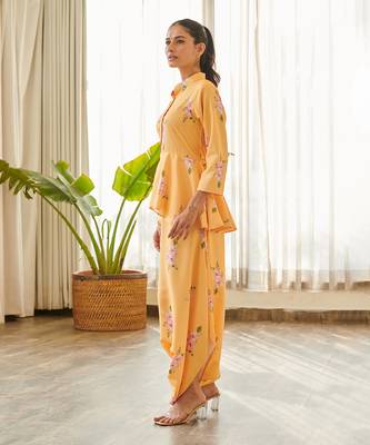 Yellow cotton rayon jumpsuit 3