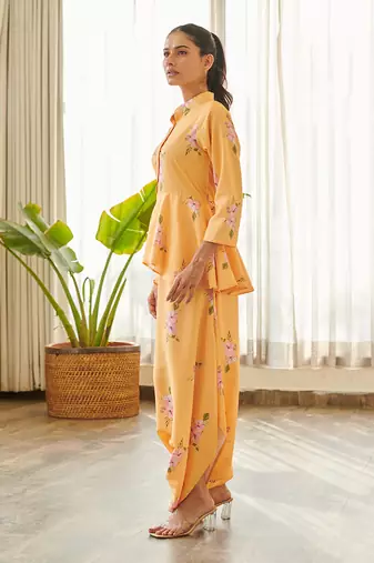 Yellow cotton rayon jumpsuit