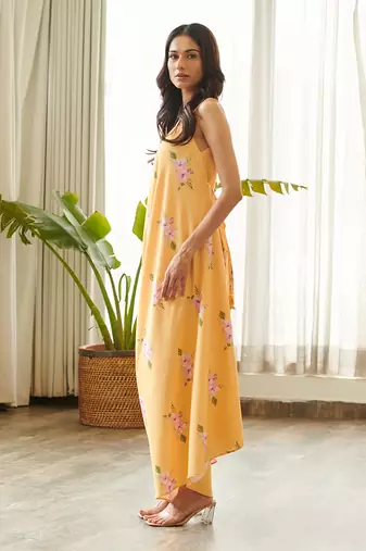 Yellow cotton rayon jumpsuit