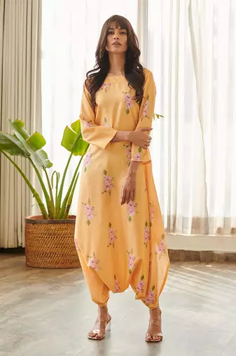 Yellow cotton rayon jumpsuit
