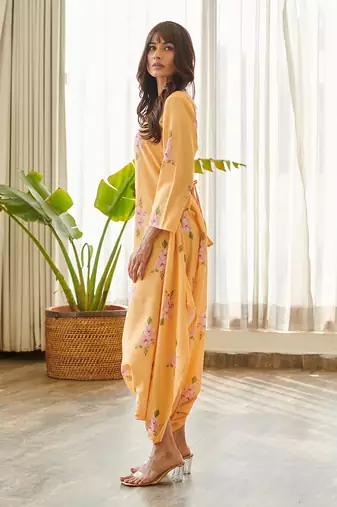 Yellow cotton rayon jumpsuit