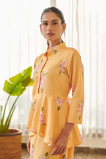 Yellow cotton rayon jumpsuit