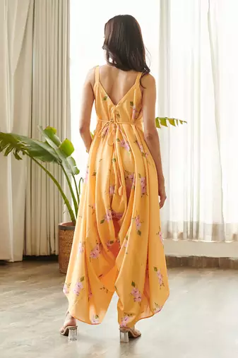 Yellow cotton rayon jumpsuit