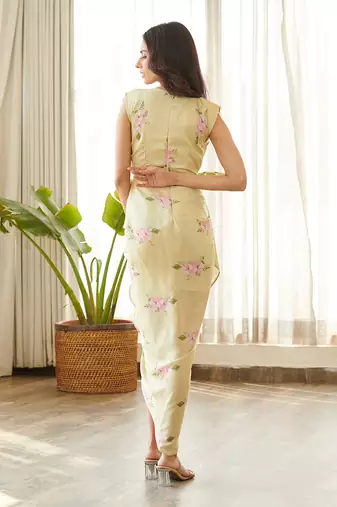 Green satin dress