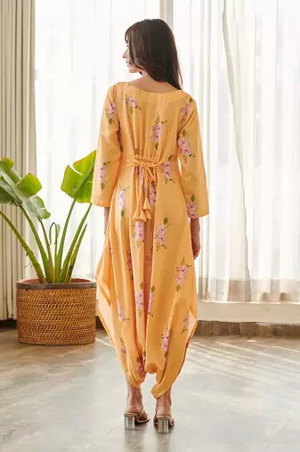 Yellow cotton rayon jumpsuit
