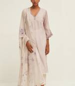 Lily white and fair orchid bemberg silk salwar suit