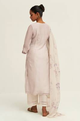 Lily white and fair orchid bemberg silk salwar suit 2