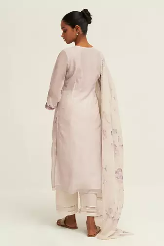 Lily white and fair orchid bemberg silk salwar suit