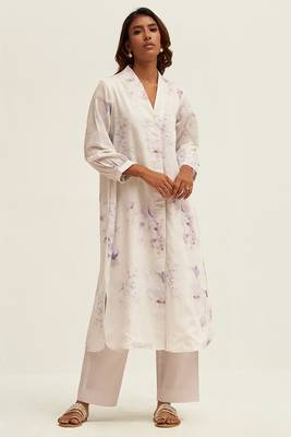 Lily white and fair orchid cotton linen co-ord set 1