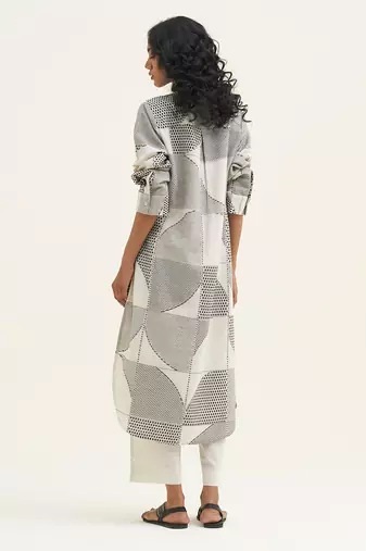 Ivory and black woven co-ord set