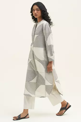 Ivory and black woven co-ord set