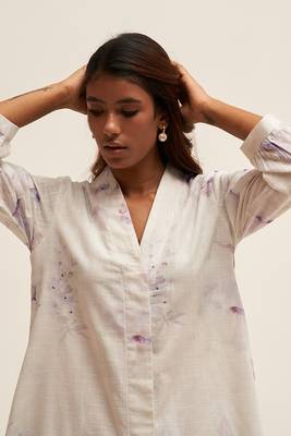 Lily white and fair orchid cotton linen co-ord set 4