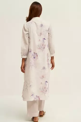 Lily white and fair orchid cotton linen co-ord set