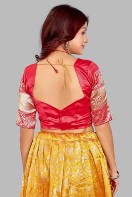 WOMEN UNSTITCHED BANARASI SILK LEHENGA CHOLI SET (HALF SAREE) 5