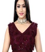 Vastraan Nylon Net  Sequin Embroidered Sleeveless Blouse
