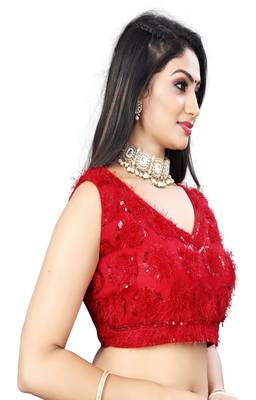 Vastraan Nylon Net  Sequin Embroidered Sleeveless Blouse 2