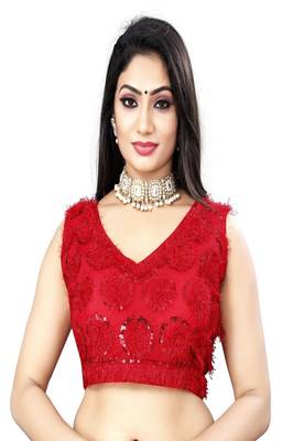 Vastraan Nylon Net  Sequin Embroidered Sleeveless Blouse 1