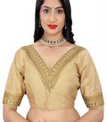Vastraan V Neck Sequins Ready-Made Half Sleeve Self Adjustable Saree Blouse