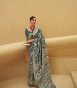 Rajtex Dark Green Woven Chikankari-Saris With Blouse