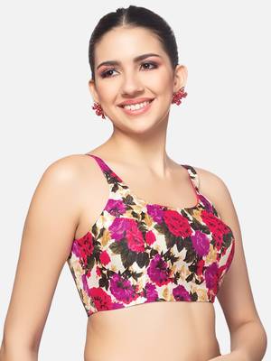 Multicolor Silk U Neck Sleeveless Readymade Blouse 2