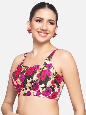 Multicolor Silk U Neck Sleeveless Readymade Blouse 4