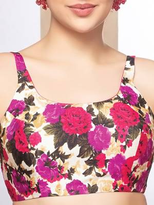 Multicolor Silk U Neck Sleeveless Readymade Blouse 5
