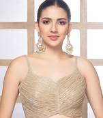 Golden Crush Tissue V Neck Sleeveless Readymade Blouse